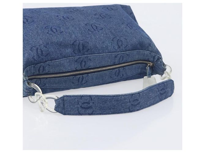 Borsa a tracolla CHANEL COCO Mark Denim Blue Silver CC Auth yk20842V Argento - vista 7