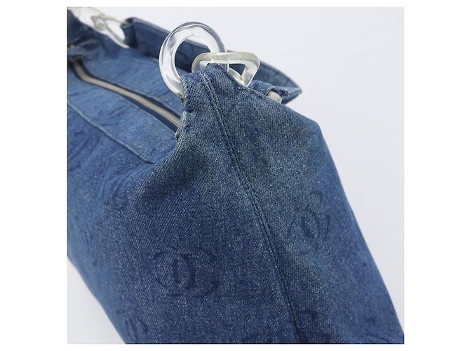 Borsa a tracolla CHANEL COCO Mark Denim Blue Silver CC Auth yk20842V Argento - vista 9