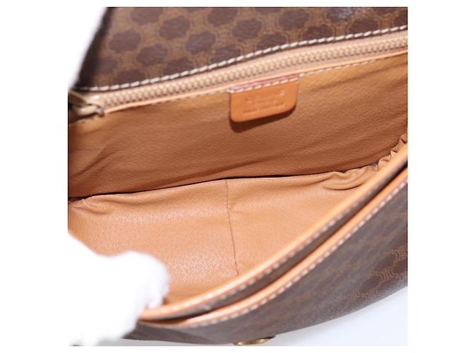Céline Borsa a Tracolla CELINE Macadam PVC Pelle Marrone Tono Oro Auth BA15351 - vista 10