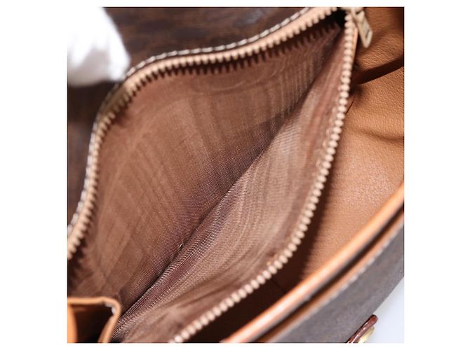 Céline Borsa a Tracolla CELINE Macadam PVC Pelle Marrone Tono Oro Auth BA15351 - vista 11