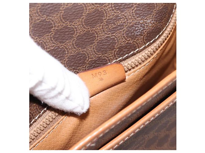 Céline Borsa a Tracolla CELINE Macadam PVC Pelle Marrone Tono Oro Auth BA15351 - vista 12