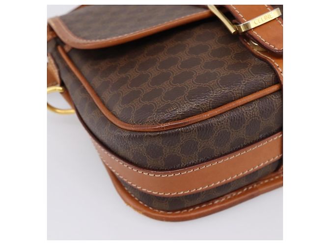Céline Borsa a Tracolla CELINE Macadam PVC Pelle Marrone Tono Oro Auth BA15351 - vista 14