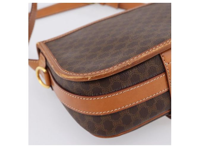Céline Borsa a Tracolla CELINE Macadam PVC Pelle Marrone Tono Oro Auth BA15351 - vista 16