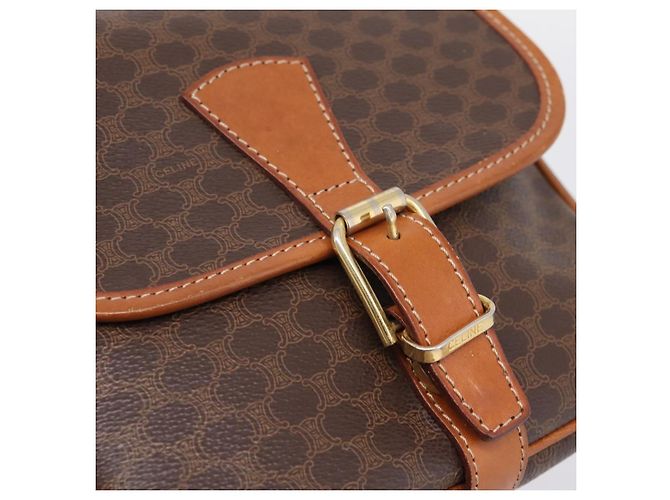 Céline Borsa a Tracolla CELINE Macadam PVC Pelle Marrone Tono Oro Auth BA15351 - vista 17