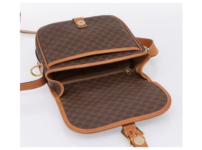 Céline Borsa a Tracolla CELINE Macadam PVC Pelle Marrone Tono Oro Auth BA15351 - vista 18