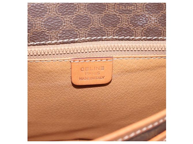 Céline Borsa a Tracolla CELINE Macadam PVC Pelle Marrone Tono Oro Auth BA15351 - vista 19