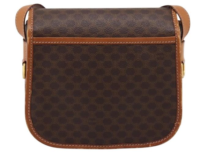 Céline Borsa a Tracolla CELINE Macadam PVC Pelle Marrone Tono Oro Auth BA15351 - vista 2
