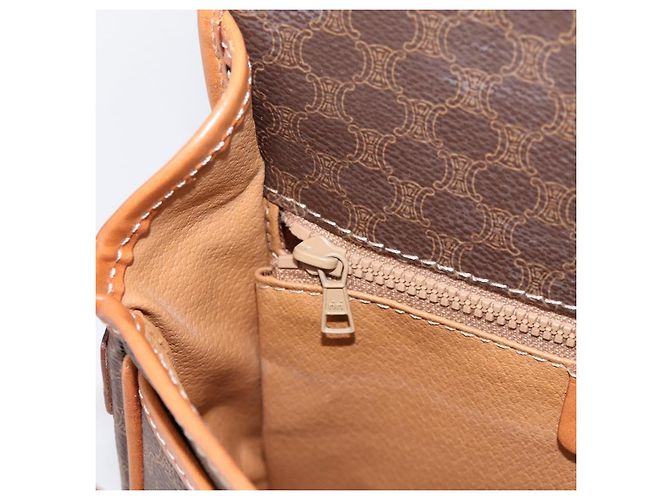 Céline Borsa a Tracolla CELINE Macadam PVC Pelle Marrone Tono Oro Auth BA15351 - vista 22
