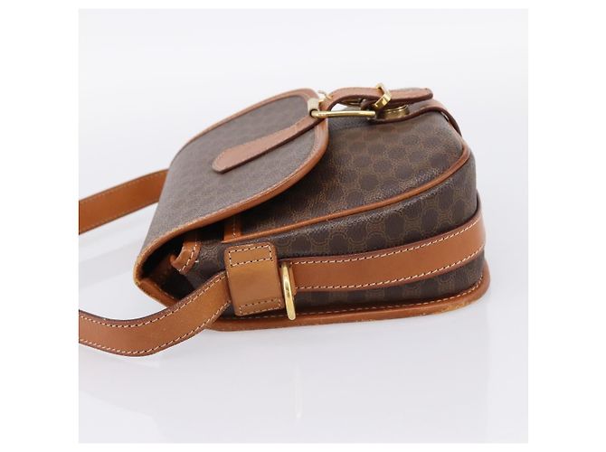 Céline Borsa a Tracolla CELINE Macadam PVC Pelle Marrone Tono Oro Auth BA15351 - vista 3