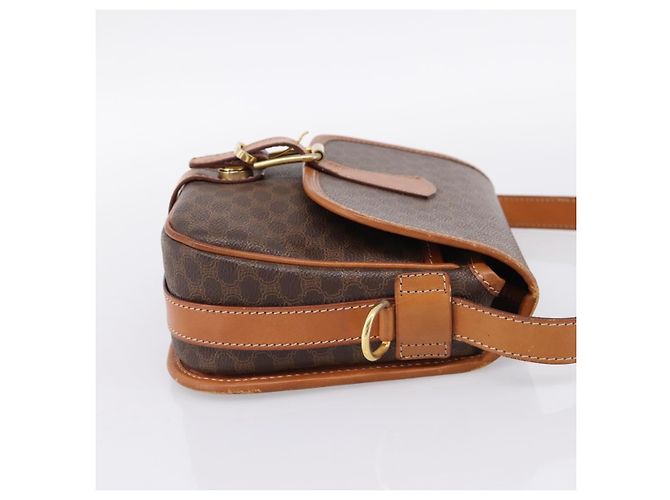 Céline Borsa a Tracolla CELINE Macadam PVC Pelle Marrone Tono Oro Auth BA15351 - vista 4
