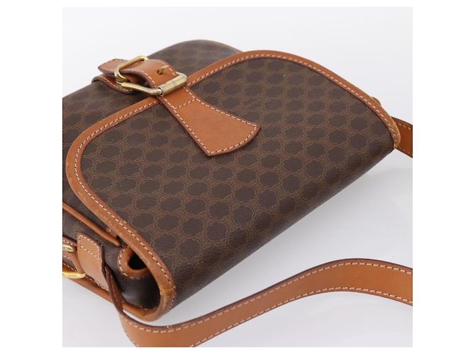 Céline Borsa a Tracolla CELINE Macadam PVC Pelle Marrone Tono Oro Auth BA15351 - vista 6