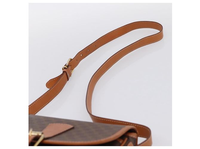 Céline Borsa a Tracolla CELINE Macadam PVC Pelle Marrone Tono Oro Auth BA15351 - vista 8