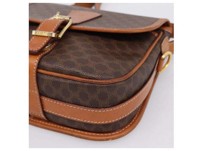 Céline Borsa a Tracolla CELINE Macadam PVC Pelle Marrone Tono Oro Auth BA15351 - vista 9