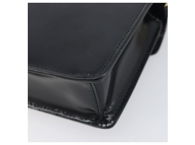 Borsa a tracolla con catena PRADA in pelle nera e oro Auth 199037SAM Nero D'oro - vista 16