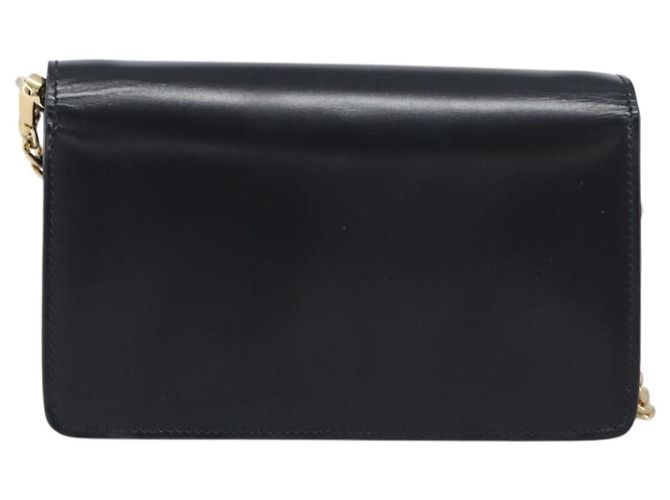 Borsa a tracolla con catena PRADA in pelle nera e oro Auth 199037SAM Nero D'oro - vista 2