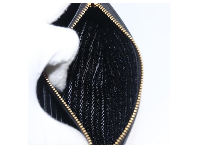 Borsa a tracolla con catena PRADA in pelle nera e oro Auth 199037SAM Nero D'oro - vista 24