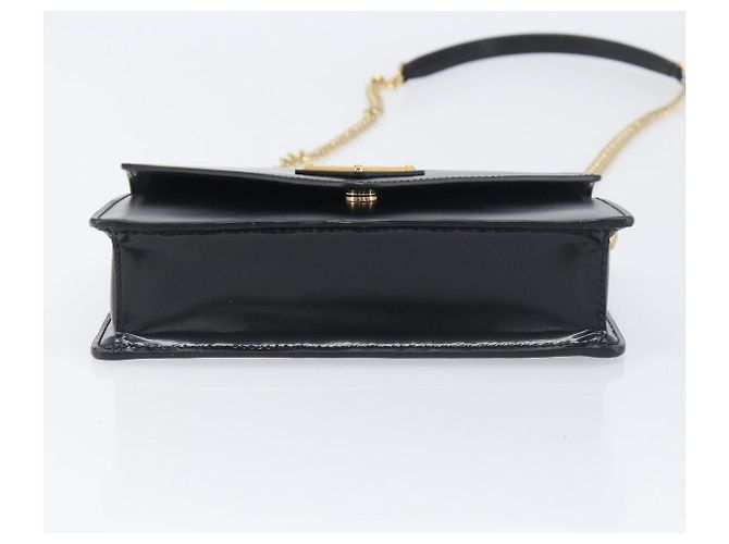 Borsa a tracolla con catena PRADA in pelle nera e oro Auth 199037SAM Nero D'oro - vista 5