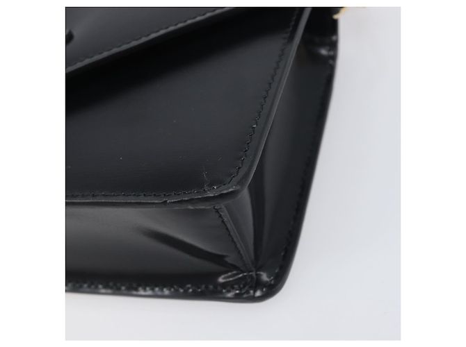 Borsa a tracolla con catena PRADA in pelle nera e oro Auth 199037SAM Nero D'oro - vista 9