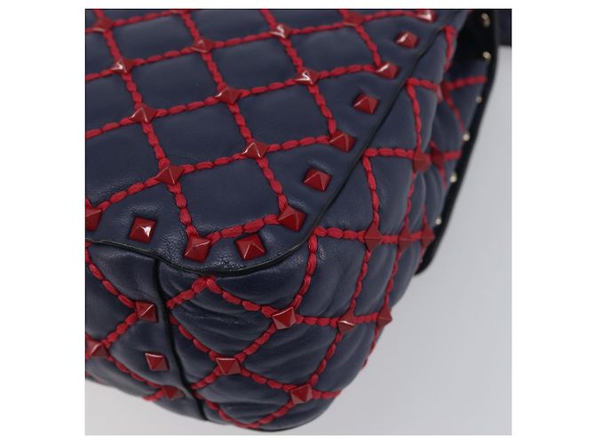 Borsa a tracolla Valentino Rock Studs Chain in pelle 2way Navy Gold Auth 198645M D'oro Blu navy - vista 17