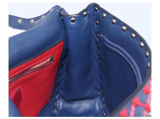 Borsa a tracolla Valentino Rock Studs Chain in pelle 2way Navy Gold Auth 198645M D'oro Blu navy - vista 22