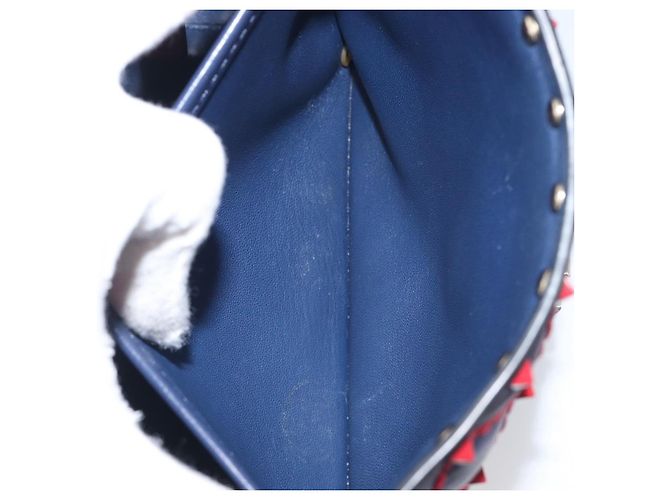 Borsa a tracolla Valentino Rock Studs Chain in pelle 2way Navy Gold Auth 198645M D'oro Blu navy - vista 26