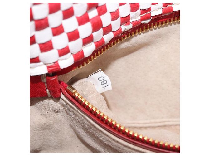 Borsa a tracolla PRADA in pelle Bianco Rosso Auth 196589A - vista 11