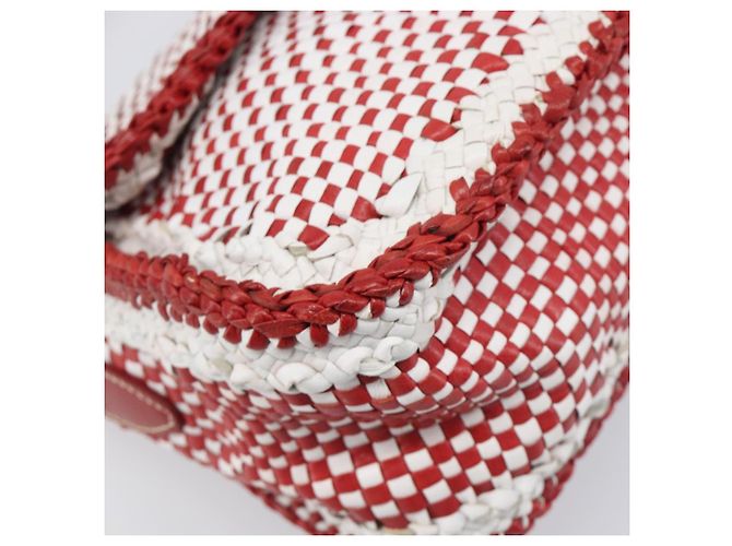 Borsa a tracolla PRADA in pelle Bianco Rosso Auth 196589A - vista 14
