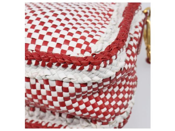 Borsa a tracolla PRADA in pelle Bianco Rosso Auth 196589A - vista 15
