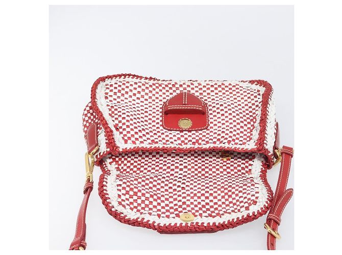 Borsa a tracolla PRADA in pelle Bianco Rosso Auth 196589A - vista 19