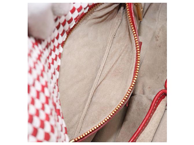Borsa a tracolla PRADA in pelle Bianco Rosso Auth 196589A - vista 24