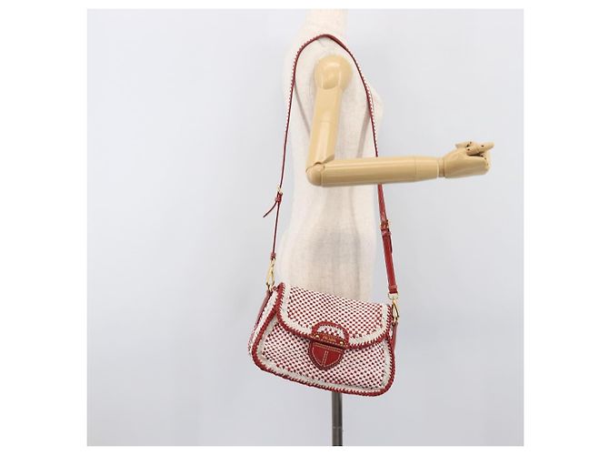 Borsa a tracolla PRADA in pelle Bianco Rosso Auth 196589A - vista 25