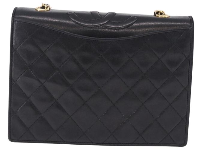 Borsa a tracolla CHANEL Matelasse con catena in pelle d'agnello nera e oro CC Auth 199673V Nero D'oro - vista 13
