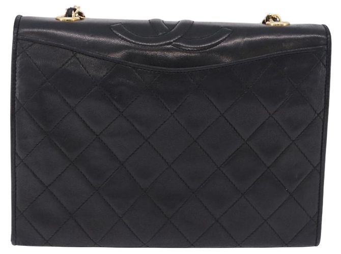 Borsa a tracolla CHANEL Matelasse con catena in pelle d'agnello nera e oro CC Auth 199673V Nero D'oro - vista 2