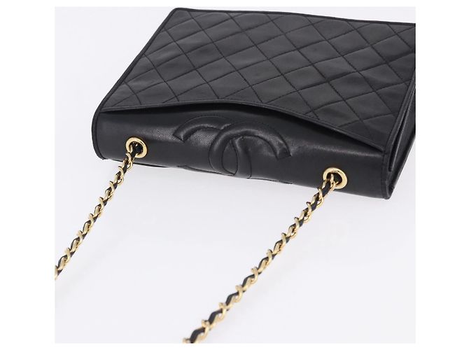 Borsa a tracolla CHANEL Matelasse con catena in pelle d'agnello nera e oro CC Auth 199673V Nero D'oro - vista 6