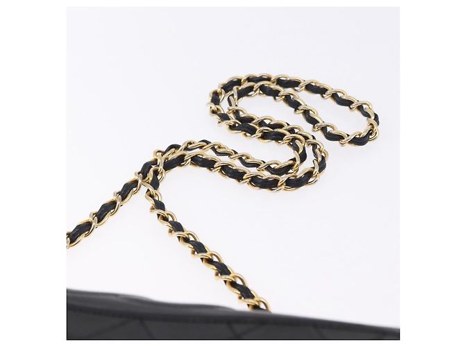Borsa a tracolla CHANEL Matelasse con catena in pelle d'agnello nera e oro CC Auth 199673V Nero D'oro - vista 8