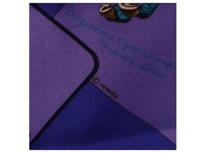 Hermès Foulard HERMES Carre 90 Seta Viola Auth 195459M Porpora - vista 11