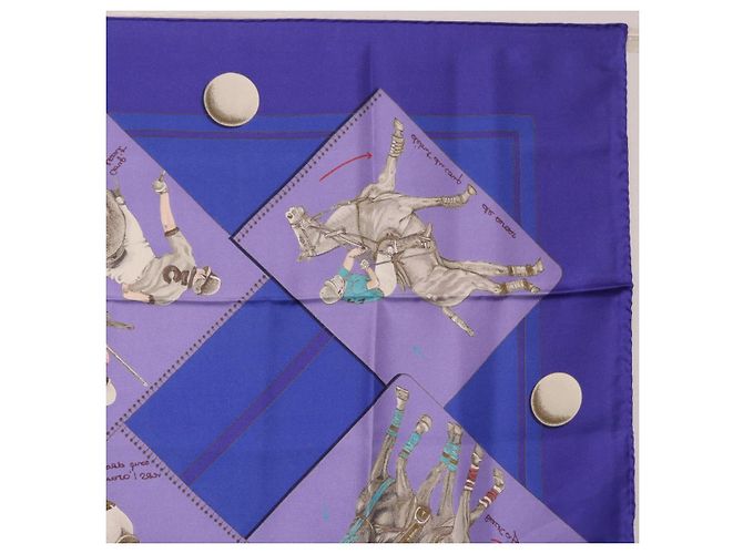 Hermès Foulard HERMES Carre 90 Seta Viola Auth 195459M Porpora - vista 15