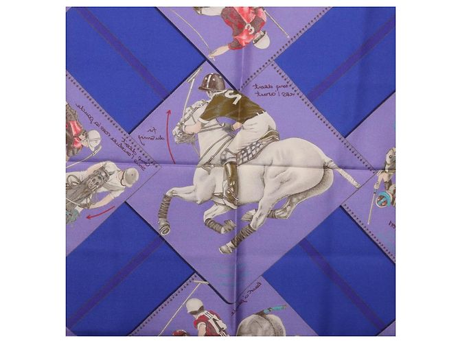Hermès Foulard HERMES Carre 90 Seta Viola Auth 195459M Porpora - vista 17