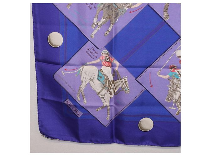 Hermès Foulard HERMES Carre 90 Seta Viola Auth 195459M Porpora - vista 19