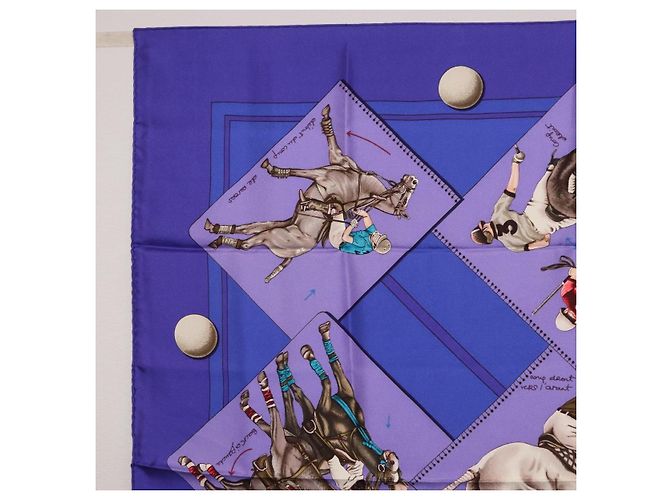 Hermès Foulard HERMES Carre 90 Seta Viola Auth 195459M Porpora - vista 2