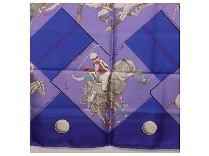 Hermès Foulard HERMES Carre 90 Seta Viola Auth 195459M Porpora - vista 20