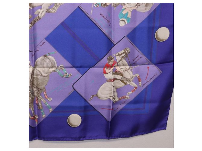 Hermès Foulard HERMES Carre 90 Seta Viola Auth 195459M Porpora - vista 21