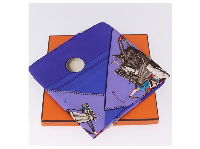 Hermès Foulard HERMES Carre 90 Seta Viola Auth 195459M Porpora - vista 23