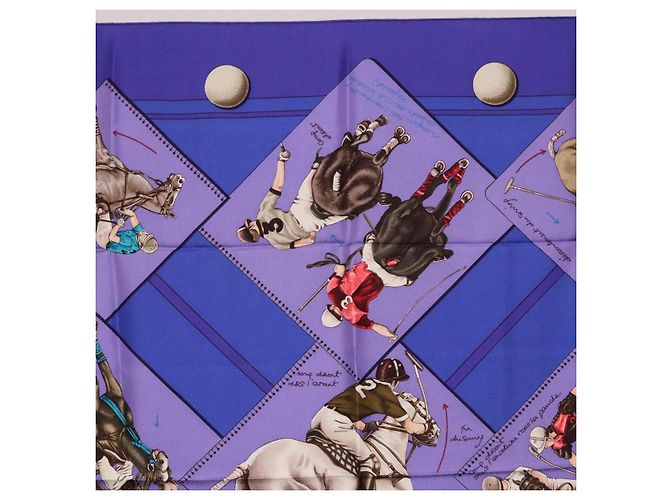 Hermès Foulard HERMES Carre 90 Seta Viola Auth 195459M Porpora - vista 3