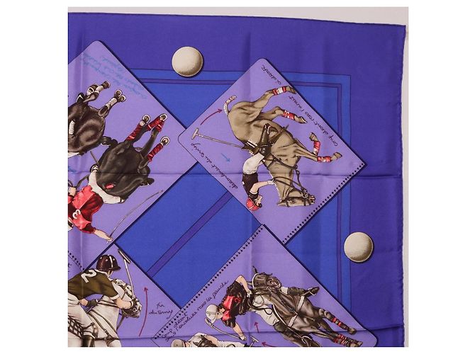 Hermès Foulard HERMES Carre 90 Seta Viola Auth 195459M Porpora - vista 4