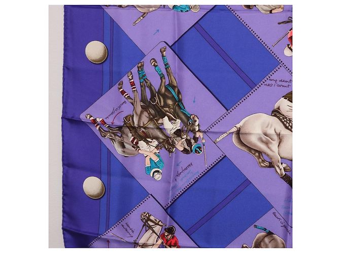 Hermès Foulard HERMES Carre 90 Seta Viola Auth 195459M Porpora - vista 5