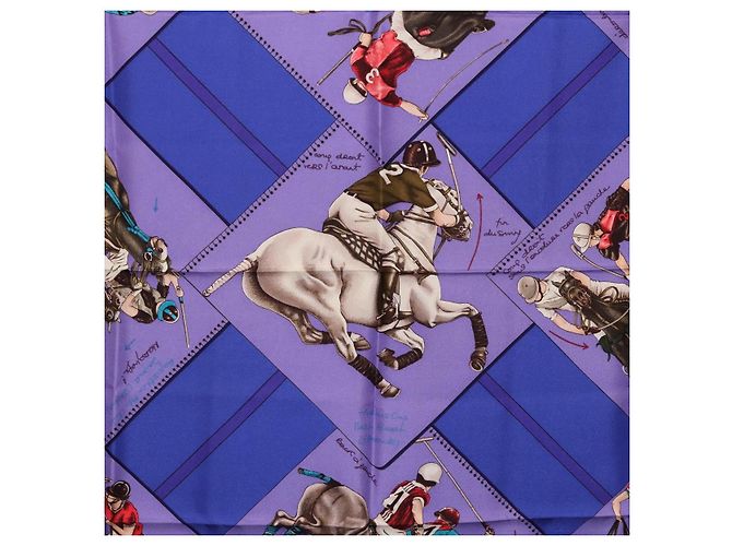 Hermès Foulard HERMES Carre 90 Seta Viola Auth 195459M Porpora - vista 6