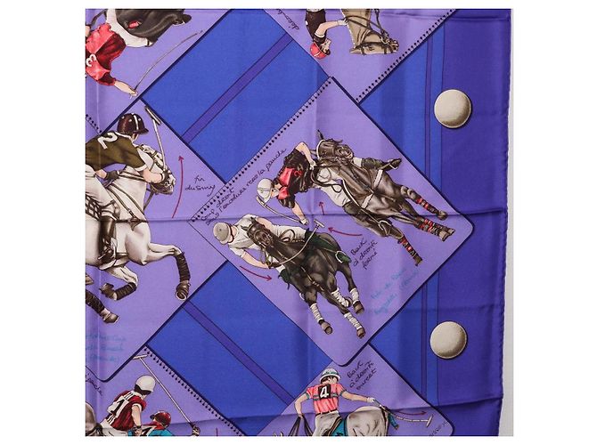 Hermès Foulard HERMES Carre 90 Seta Viola Auth 195459M Porpora - vista 7