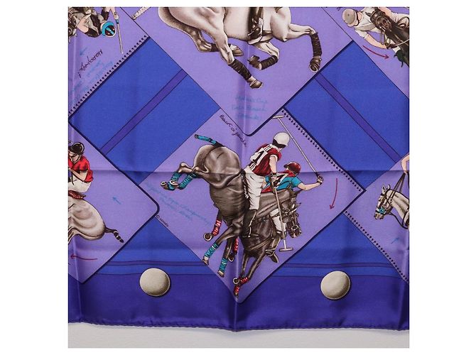 Hermès Foulard HERMES Carre 90 Seta Viola Auth 195459M Porpora - vista 9