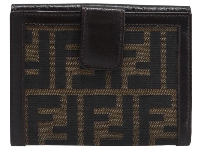 Portafoglio FENDI Zucca Canvas Mamma Baguette Nero Marrone Auth 199786A - vista 13